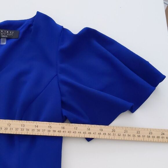 Women's Quarter Sleeve Crew Neck Dress, Royal Blue Size S - Picture 5 of 8